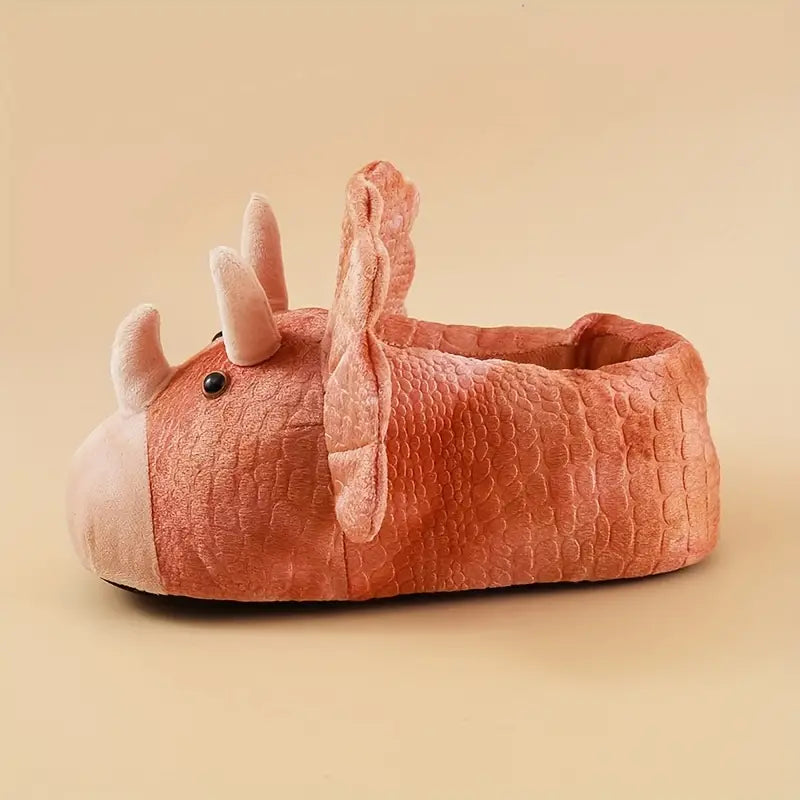 Pink Triceratops Dino Slippers