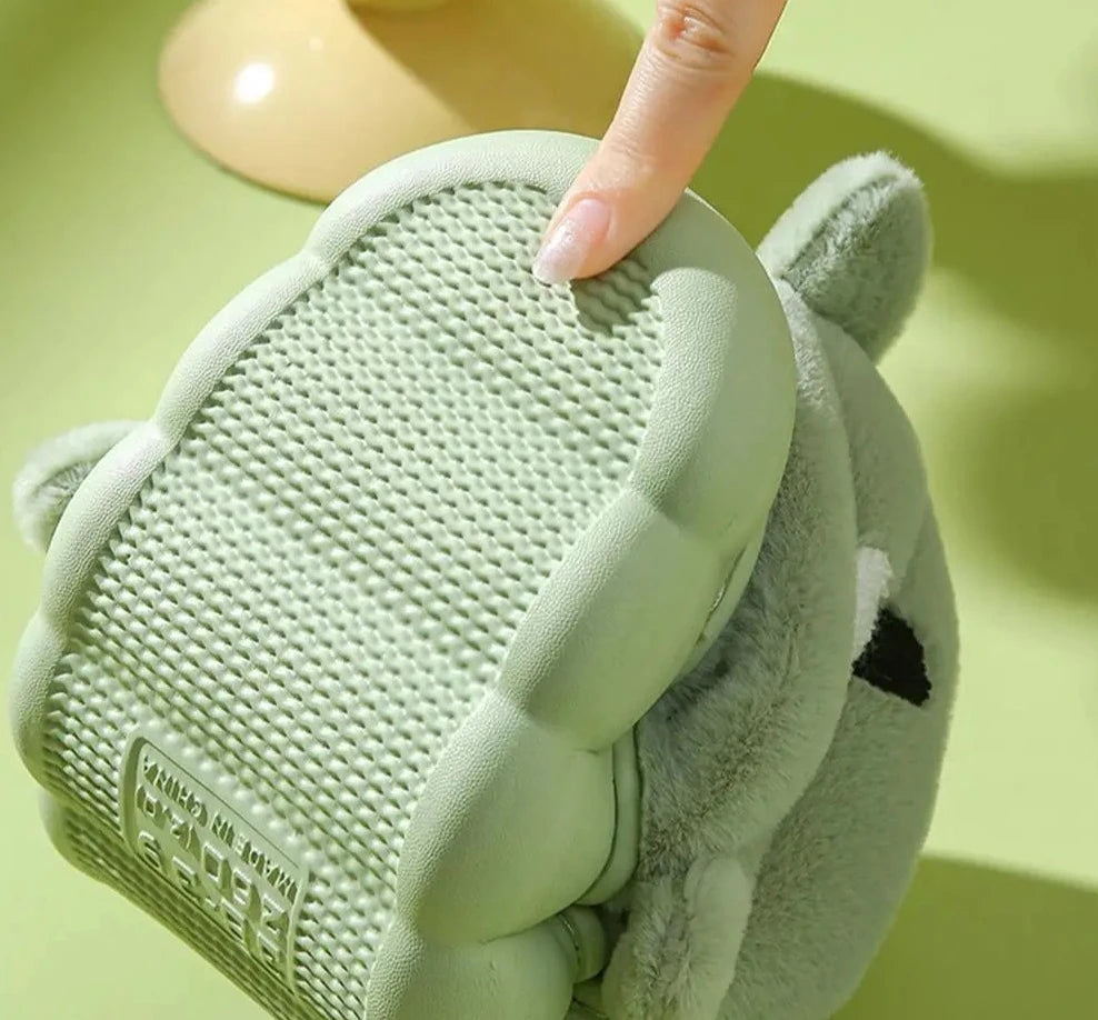 Mint Chunky Fur Shark Slippers