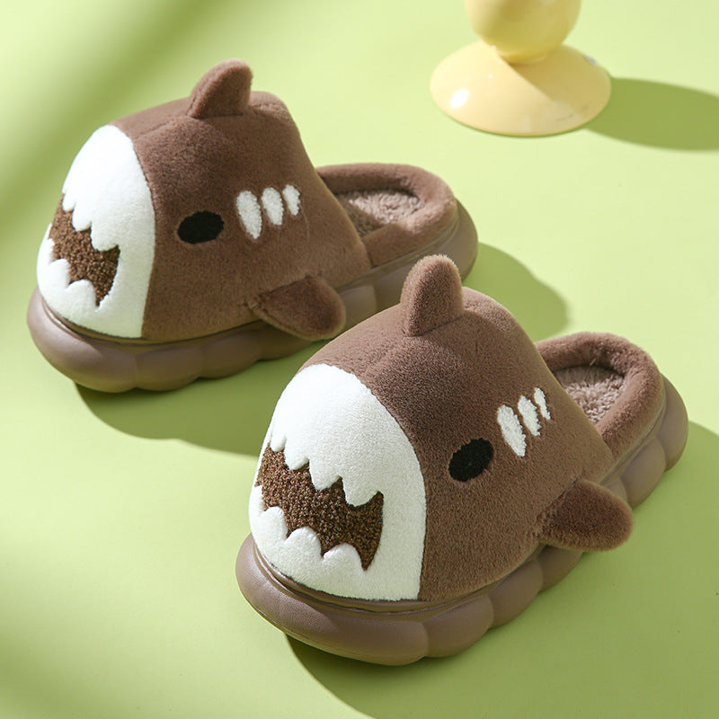Brown Chunky Fur Shark Slippers