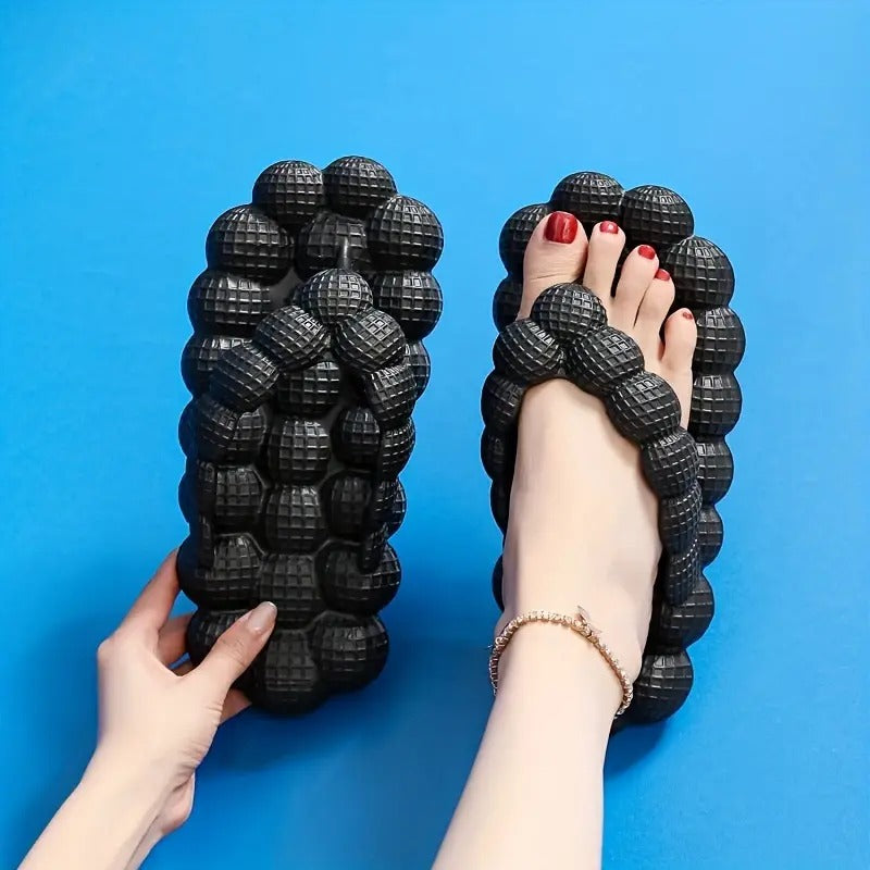 Black Bubble Flip Flops