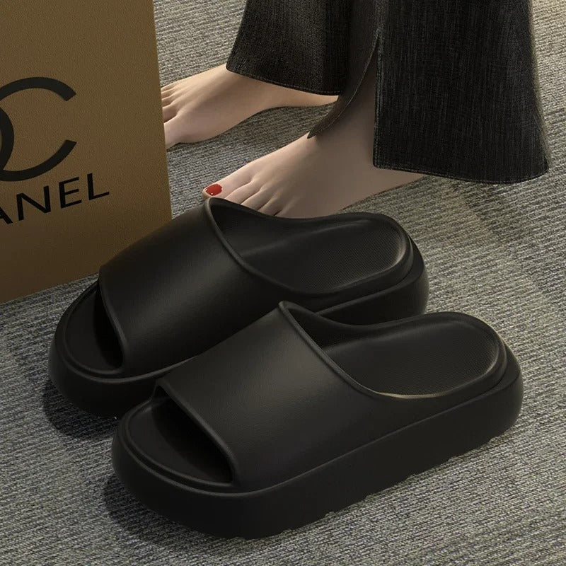 Black Platform Women Slides