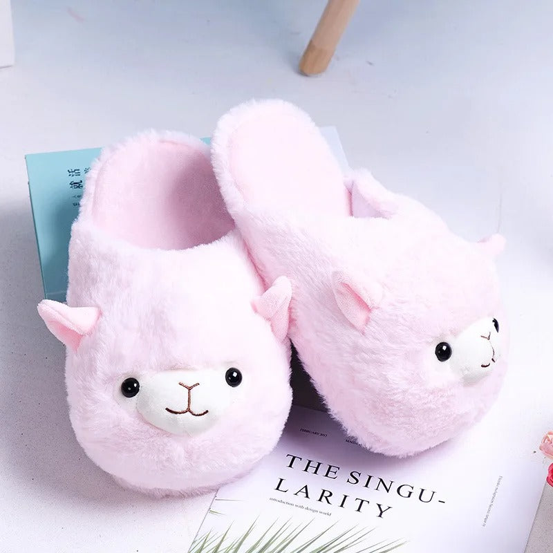 Pink Alpaca Slippers