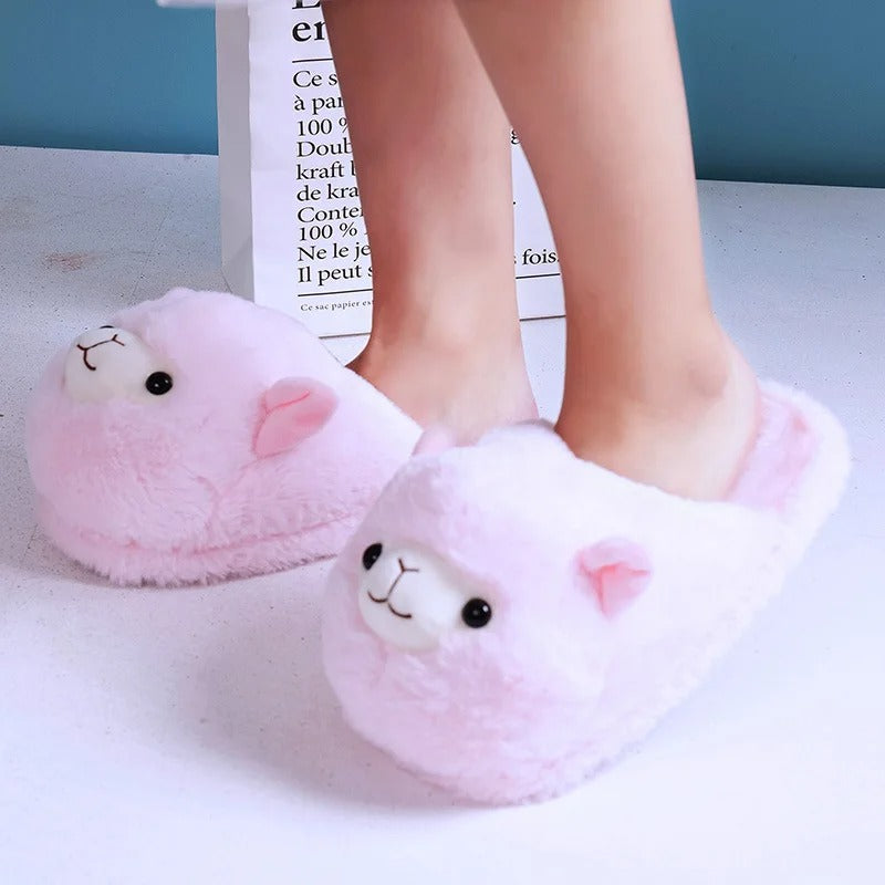 Pink Alpaca Slippers