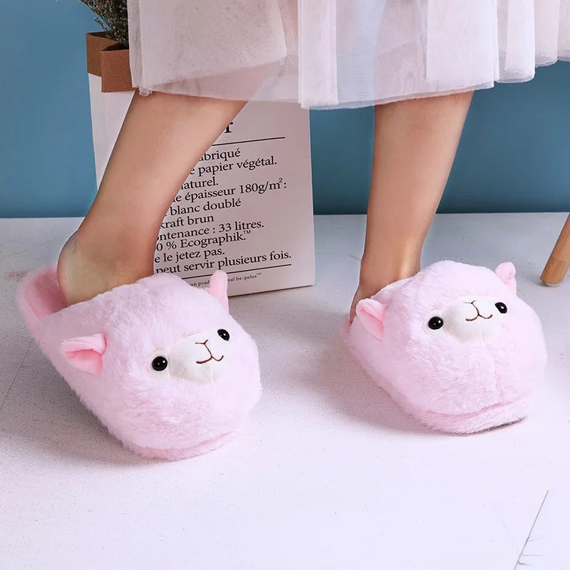 Pink Alpaca Slippers