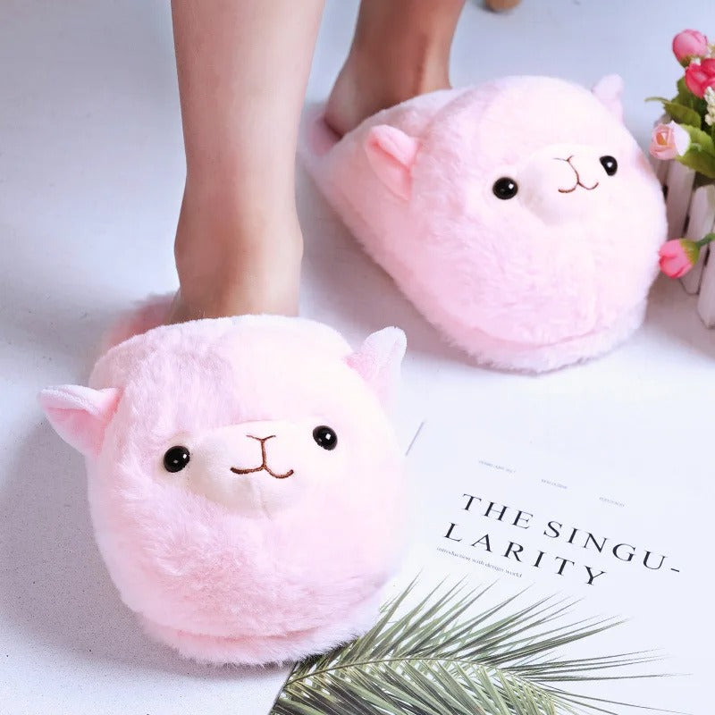 Pink Alpaca Slippers