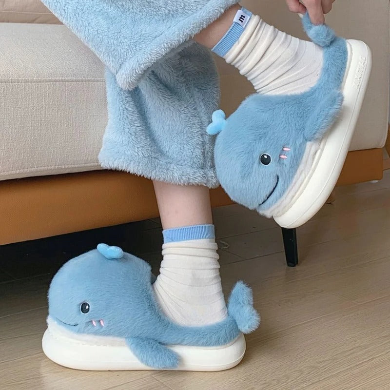 Cute Fluffy Whale Slippers