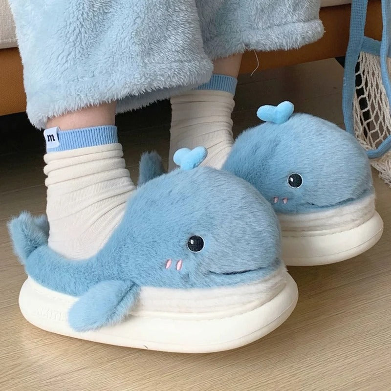 Cute Fluffy Whale Slippers