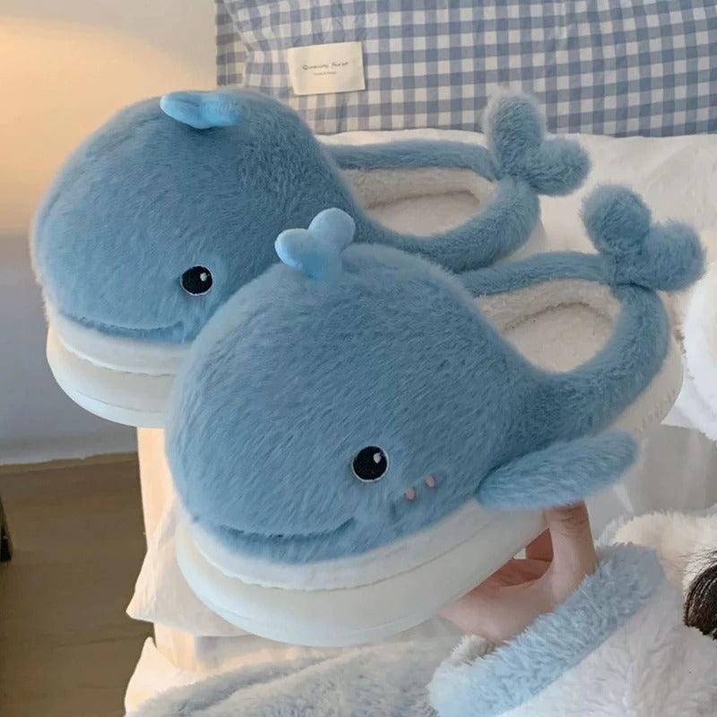 Cute Fluffy Whale Slippers