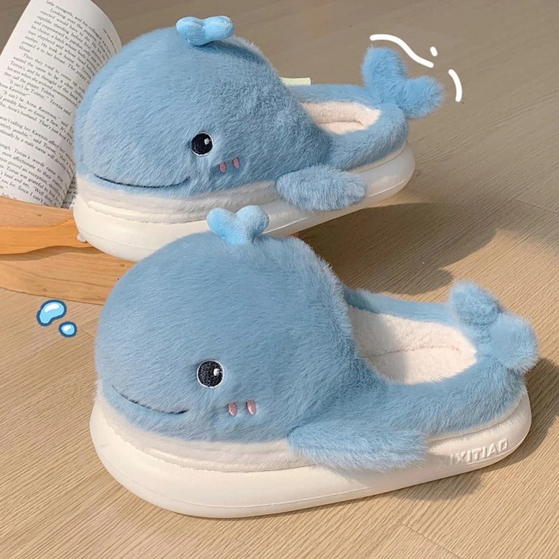 Cute Fluffy Whale Slippers