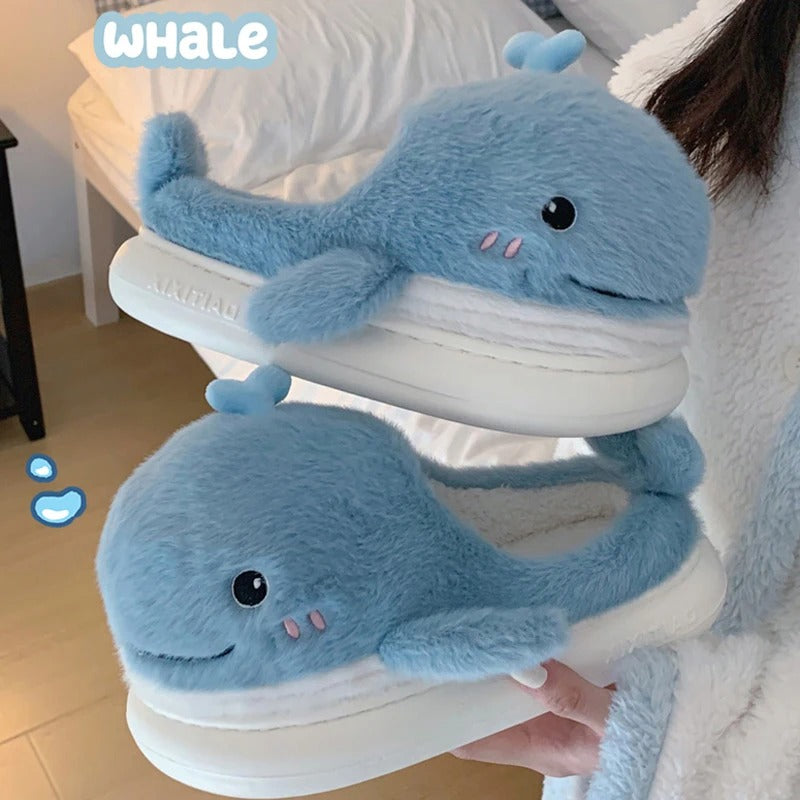 Cute Fluffy Whale Slippers