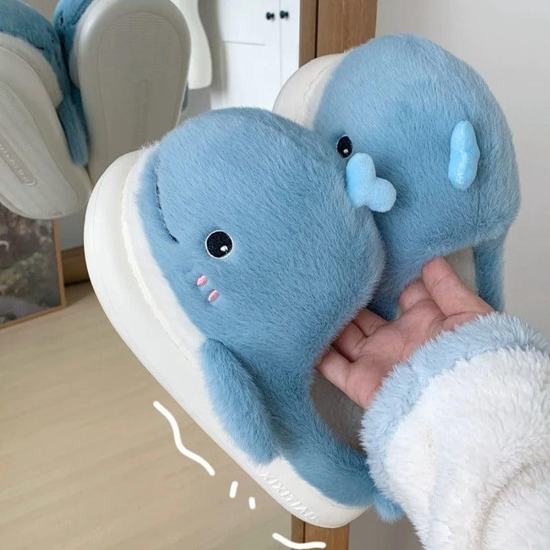 Cute Fluffy Whale Slippers