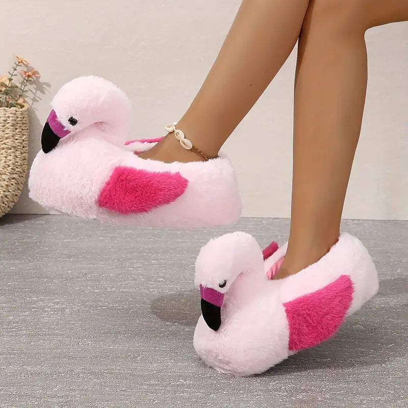 Fluffy Flamingo Slippers