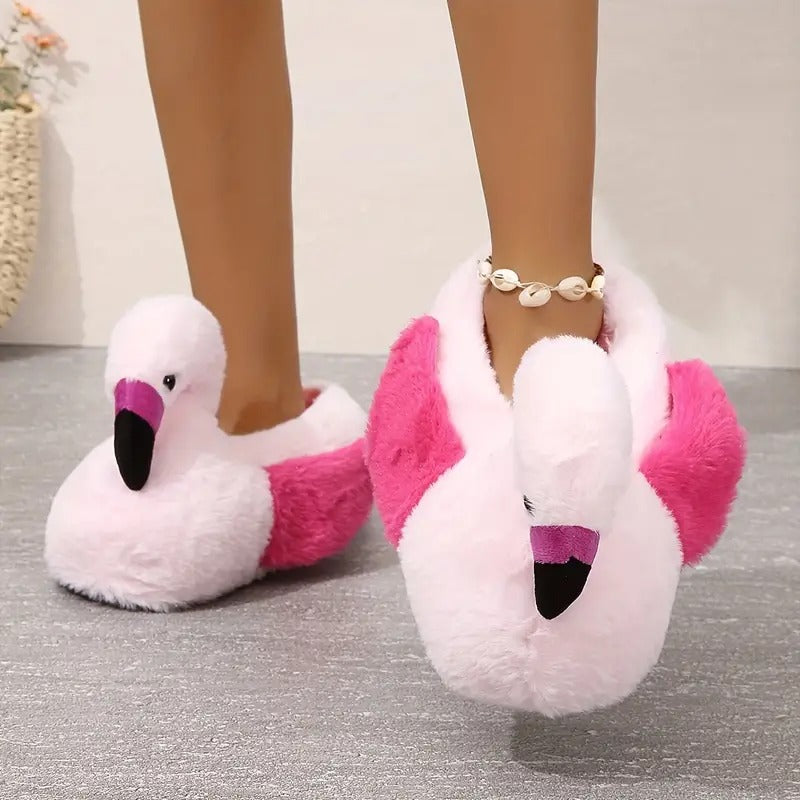 Fluffy Flamingo Slippers